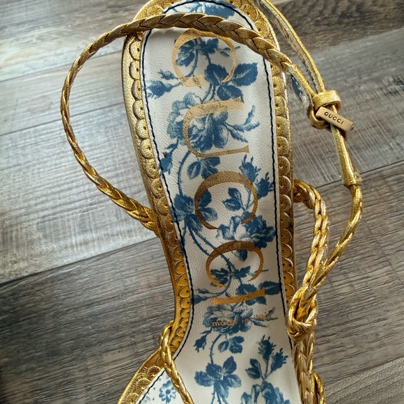 Gucci Gold Braided Heels - Picture 4 of 8